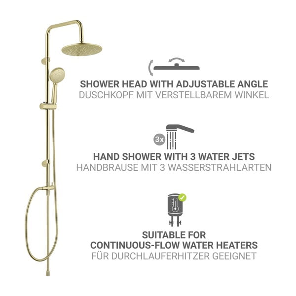 Matne zlatá sprchová súprava z nehrdzavejúcej ocele 101 cm Young Line – Wenko-image-3