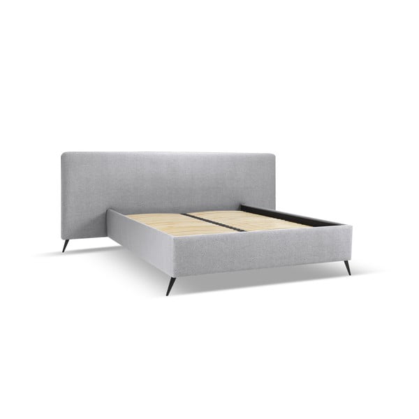 Sivá čalúnená dvojlôžková posteľ s úložným priestorom a roštom 140x200 cm Walter – Milo Casa