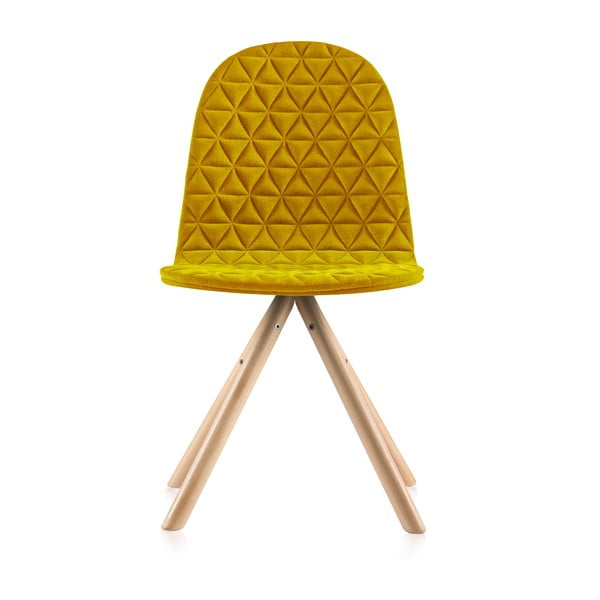 Žltá stolička s prírodnými nohami IKER Mannequin Triangle