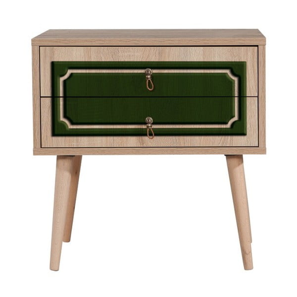 Nočný stolík s 2 zásuvkami Two Green Classic, 40 × 60 cm