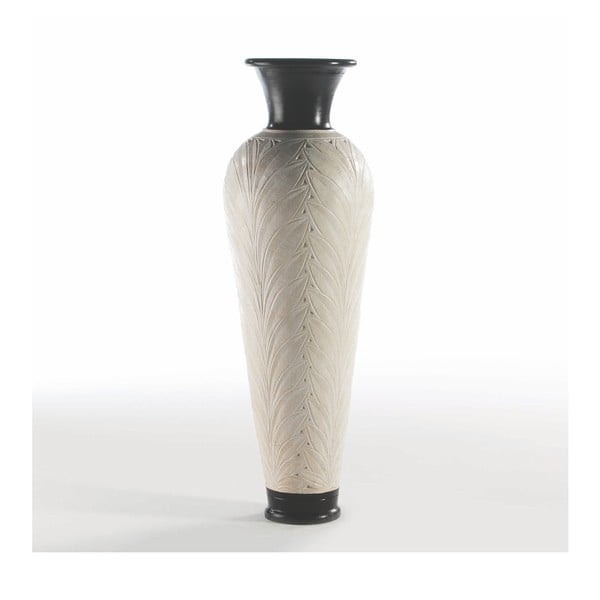 Krémovo-čierna terakotová váza Thai Natura Amphora
