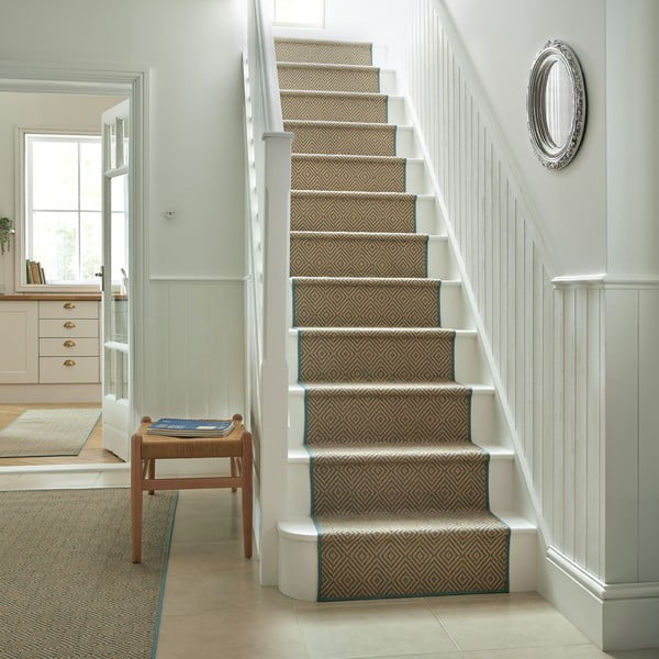 Jutový behúň na schody v modro-prírodnej farbe 60x600 cm Diamond - Flair Rugs