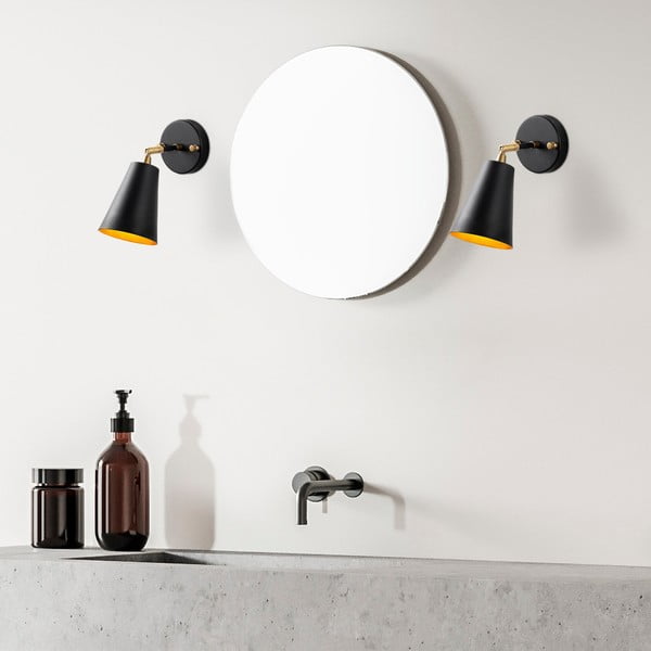Čierne/v zlatej farbe nástenné svietidlo ø 10 cm Evander – Opviq lights-image-2
