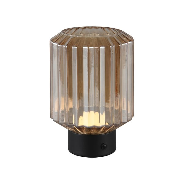 Čierna/béžová LED stolová lampa so stmievačom so skleneným tienidlom (výška  19,5 cm) Lord – Trio