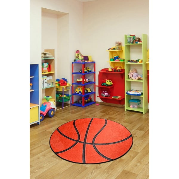 Oranžový detský protišmykový koberec Chilam Basketball, ø 140 cm-image-2