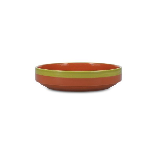 Zelený/oranžový hlboký  kameninový tanier ø 21 cm Duo – ONA-image-2