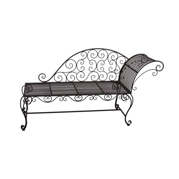 Čierno-tmavohnedá kovová záhradná lavica Lamington – Garden Pleasure