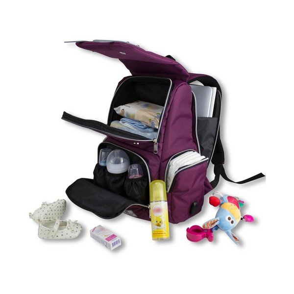 Fialový batoh pre mamičky s USB portom My Valice MOTHER STAR Baby Care Backpack-image-3