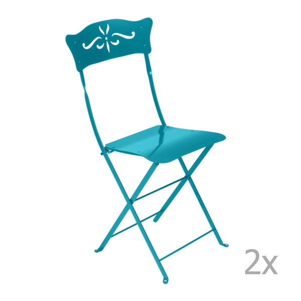 Sada 2 modrých skladacích záhradných stoličiek Fermob Bagatelle