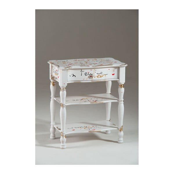 Biely drevený nočný stolík so zásuvkou  Castagnetti Romance