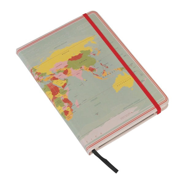 Biely zápisník A5 Rex London World Map, 150 stránok