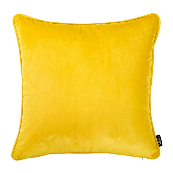 Žltá obliečka na vankúš Apolena Velvet, 45 × 45 cm