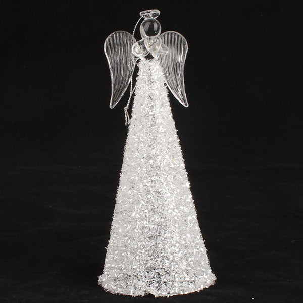 Sklenený anjel so srdcom Dakls,  výška 22 cm