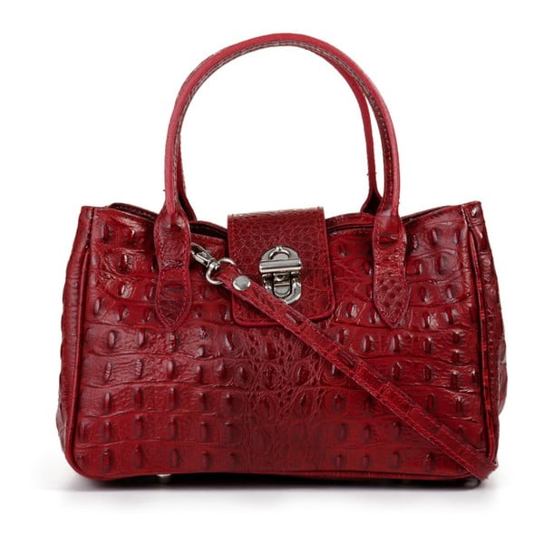 Červená kožená kabelka Pitti Bags Venezia