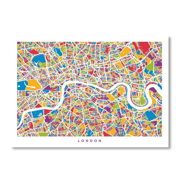 Plagát s mapou Londýna Americanflat City, 60  ×   42 cm