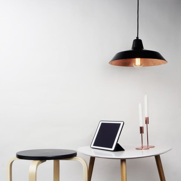 Čierne stropné svietidlo s detailom v medenej farbe Bulb Attack Cinco-image-1