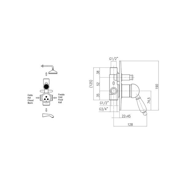 Podomietková sprchová batéria v striebornej farbe (2 výstupy) Kirké White – Sapho-image-1