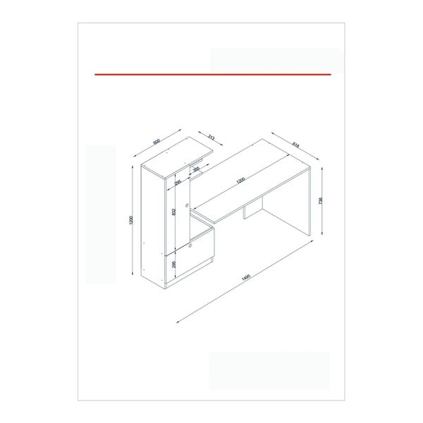 Pracovný stôl 62x120 cm Domingos – Furny Home-image-3