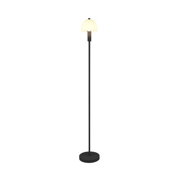 Čierna stojacia lampa so skleneným tienidlom (výška 120 cm) Glenn – Trio-image-1