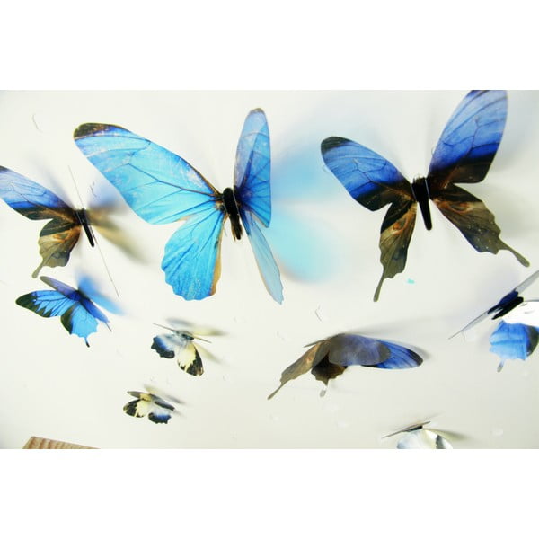 Sada 18 modrých adhezívnych 3D samolepiek Ambiance Butterflies-image-3