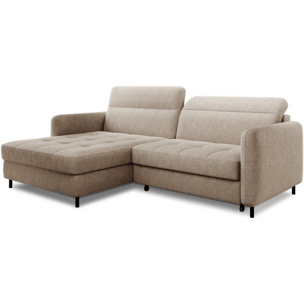 Béžová ženilková rozkladacia/s úložným priestorom rohová pohovka (ľavý roh/s leňoškou) Gomsi – ELTAP-image-2