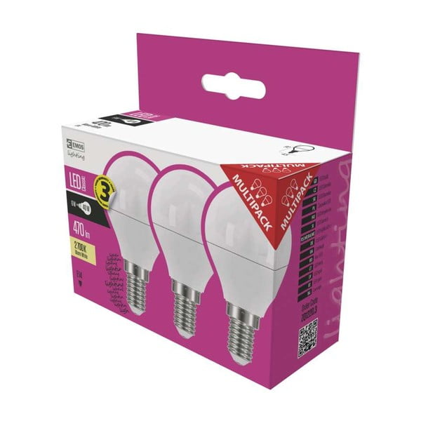 Súprava 3 LED žiaroviek EMOS Classic Mini Globe Warm White, 5W E14-image-1