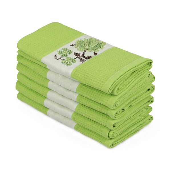 Sada 6 zelených uterákov z čistej bavlny Simplicity, 45 x 70 cm