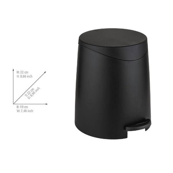 Čierny pedálový plastový odpadkový kôš 3 l Portes – Allstar-image-3