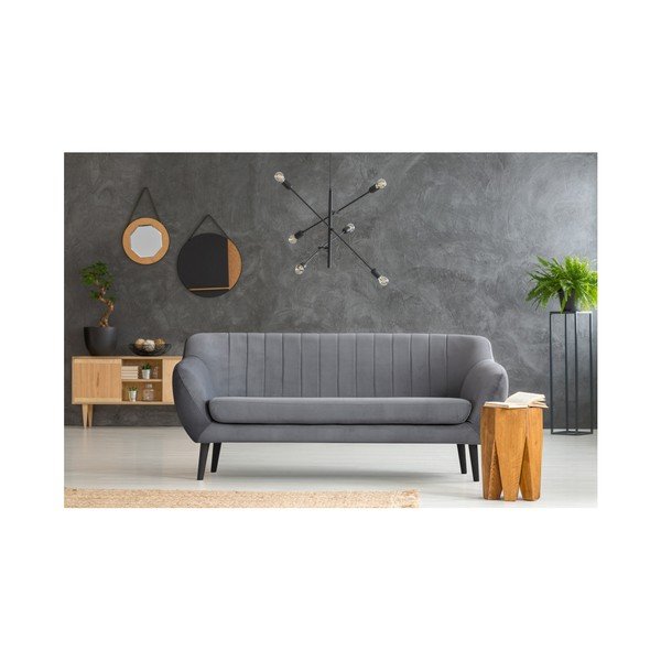 Sivá pohovka pre troch Mazzini Sofas Toscane, čierne nohy-image-3