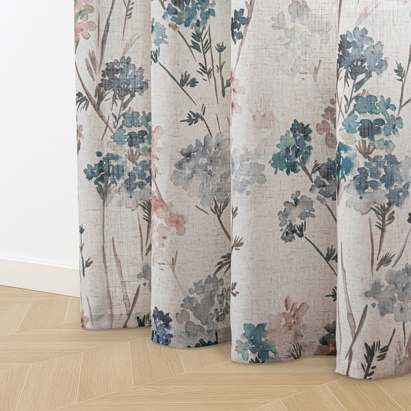 Svetlomodrý/krémovobiely záves 135x250 cm Flosi – Restilo-image-2