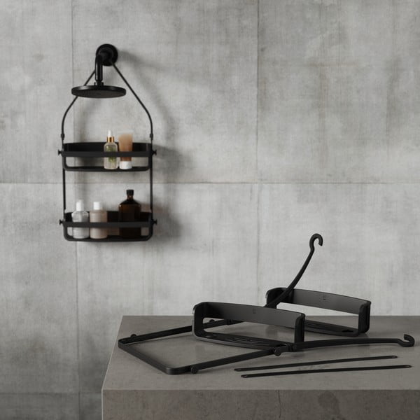 Čierna závesná plastová kúpeľňová polička Flex - Umbra-image-3