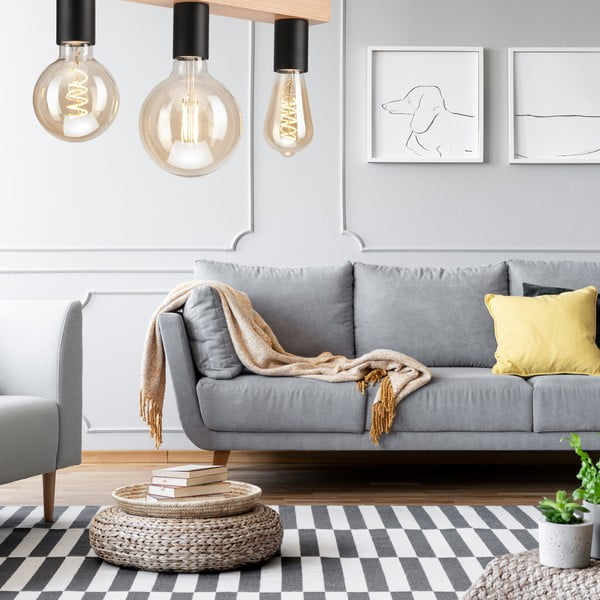 Čierne/v prírodnej farbe stropné svietidlo - LAMKUR-image-2