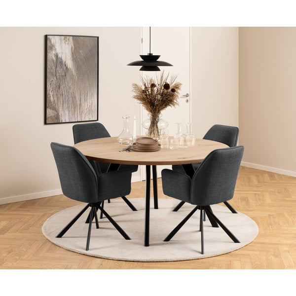 Tmavosivé čalúnené jedálenské kreslá v súprave s podrúčkami 2 ks Glenda – Actona-image-1