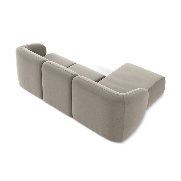 Svetlohnedá zamatová rohová pohovka (ľavý roh/s leňoškou) Lani – Makamii-image-3