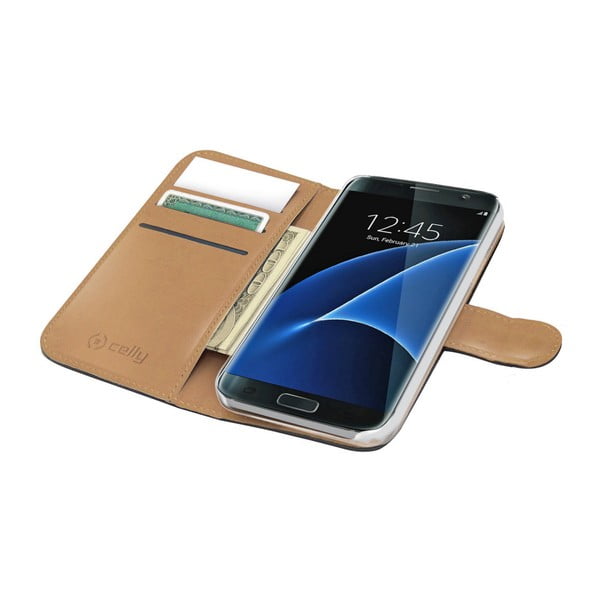 Čierne peňaženkové puzdro Celly Wally pre  Samsung Galaxy S7 Edge
