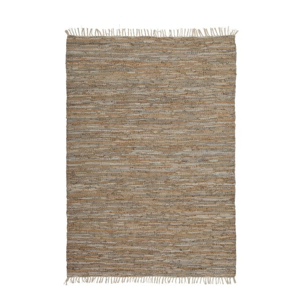 Béžový kožený koberec Rajpur, 70x190cm