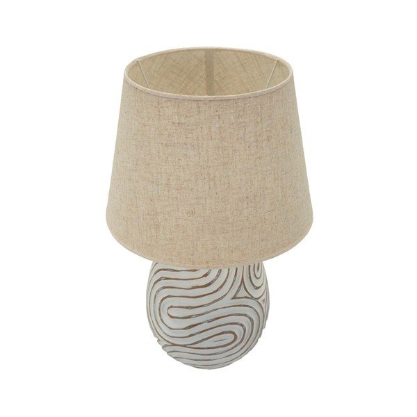 Krémovobiela stolová lampa z polyresínu s textilným tienidlom (výška  55 cm) Oblix – Mauro Ferretti-image-2