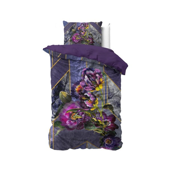 Posteľné obliečky z bavlneného saténu DH Satin Wild Kannieta Purple, 140 x 200 cm