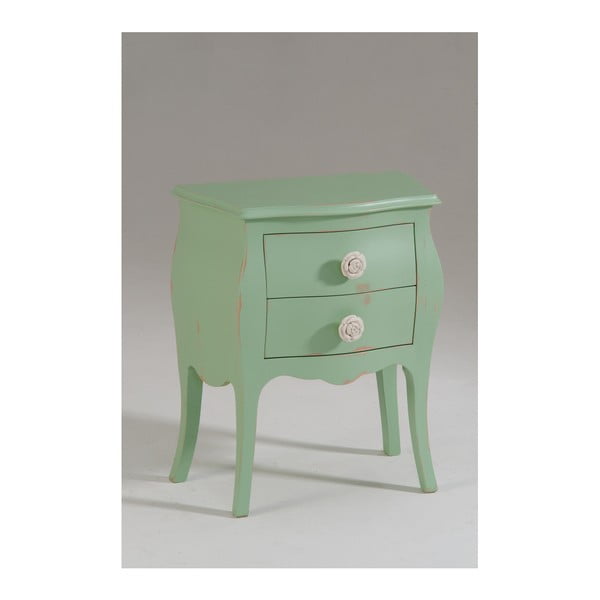 Zelený drevený nočný stolík s 2 zásuvkami Castagnetti Isabeau
