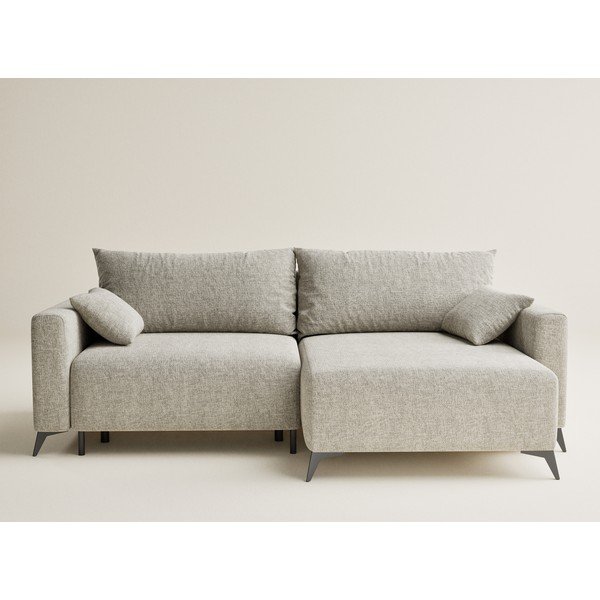 Béžová ženilková rozkladacia/s úložným priestorom rohová pohovka (pravý roh/s leňoškou) Leon – Maison de Rêve-image-2