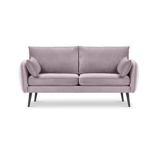 Svetloružová zamatová pohovka s čiernymi nohami Kooko Home Lento, 158 cm