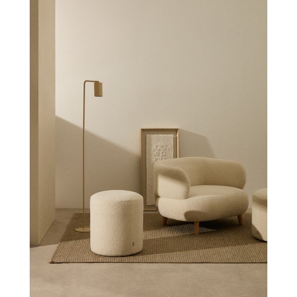 Krémový taburet z textílie buklé Kaeli – Kave Home-image-1