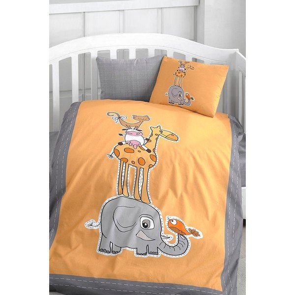 4-dielne bavlnené detské obliečky do postieľky s plachtou 100x150 cm Orange Animal – Mila Home
