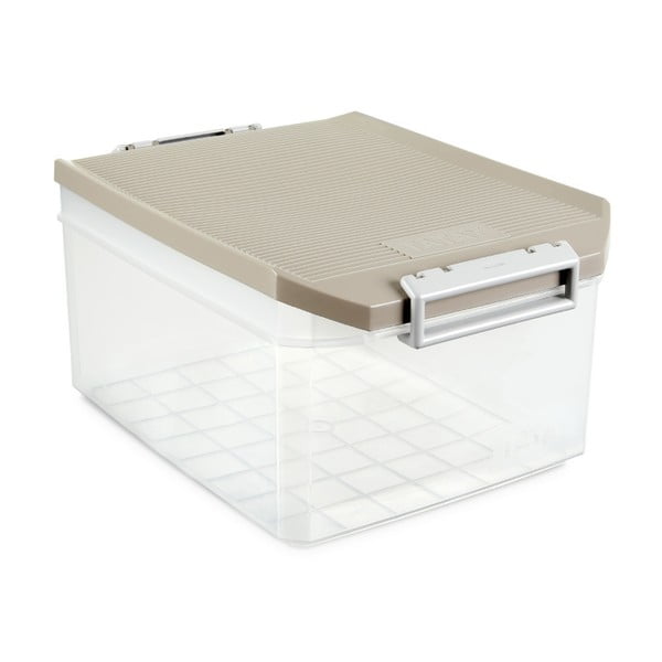 Priehľadný úložný box s béžovým vekom Ta-Tay Storage Box, 14 l