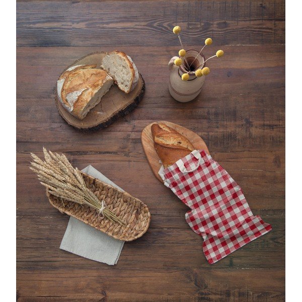 Látková taška na pečivo Really Nice Things Linen Bread Bag Red Vichy-image-1