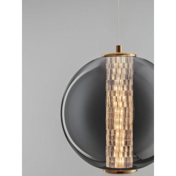Sivé kovové LED závesné svietidlo so skleneným tienidlom ø 22 cm Navi – Nova Luce-image-4