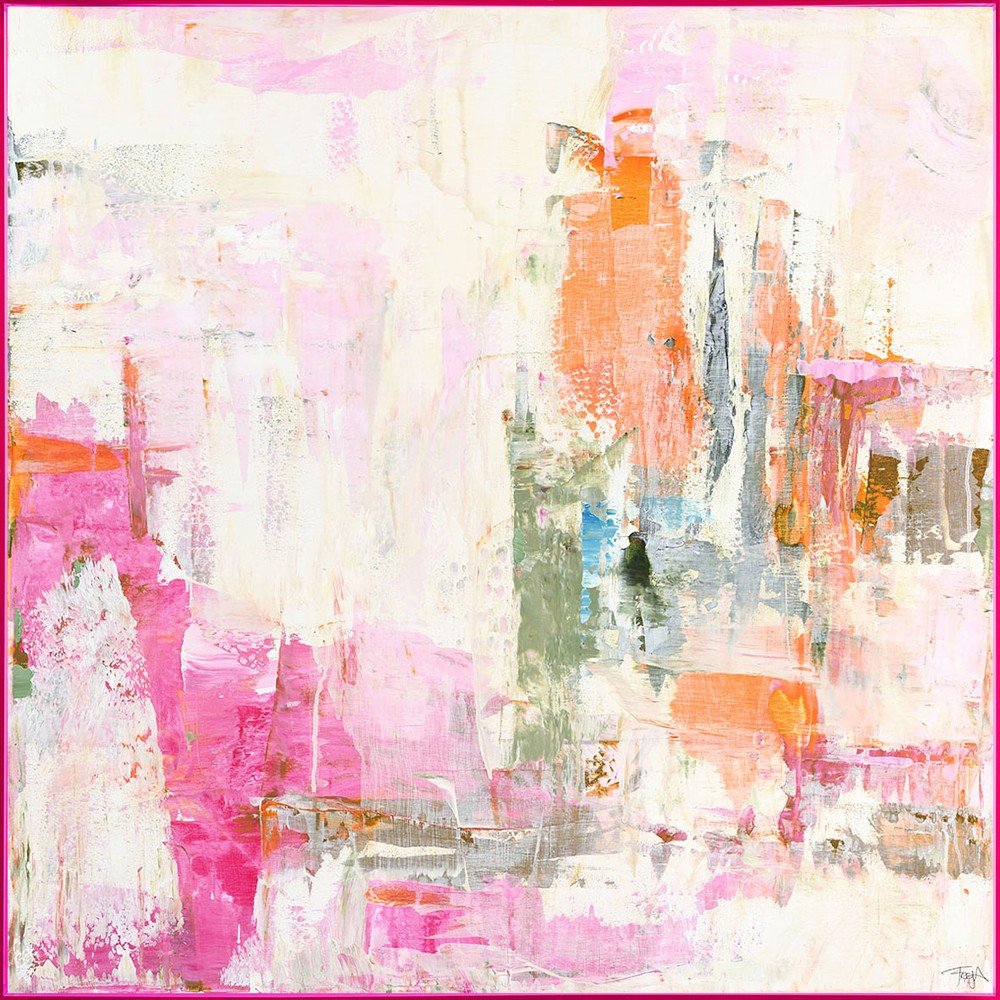 E-shop Tlačený/s ručne maľovanými prvkami obraz s rámom/na plátne 102x102 cm New Age Pink – Malerifabrikken