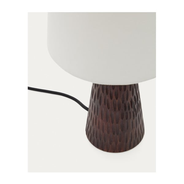 Biela/tmavohnedá stolová lampa s textilným tienidlom (výška 50 cm) Amire – Kave Home-image-4