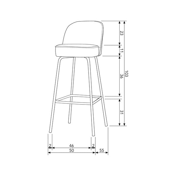 Khaki zamatová barová stolička (výška sedadla 79 cm) Vogue – WOOOD-image-2