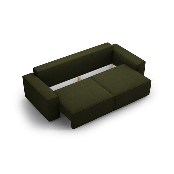 Tmavozelená rozkladacia pohovka z textílie bouclé 247 cm Jodie – Micadoni Home-image-3